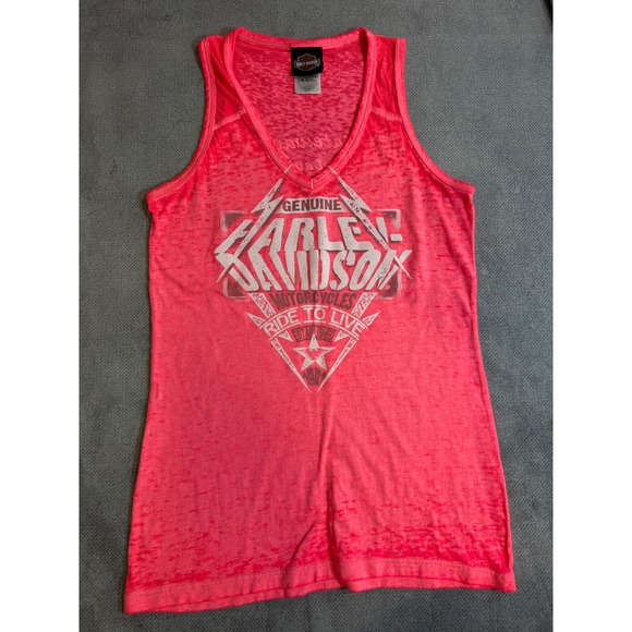 Harley-Davidson Tops - Harley-Davidson Womens Neon Pink Burnout Tank Top St Louis MO XS